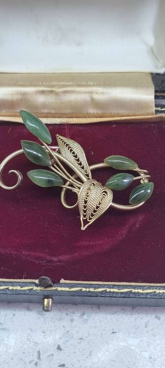 Antique Estate Jadeite Jade Brooch
