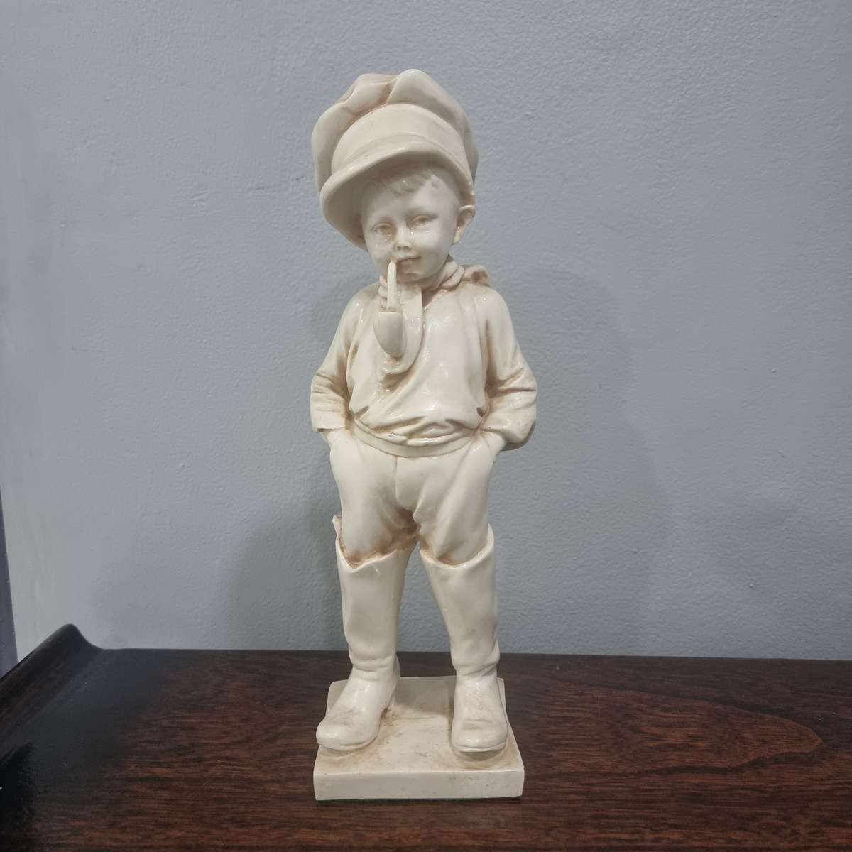 AFrench Carnival Chalkware Boy Comme Like Papa w Pipe 32cm Figurine 1930s
