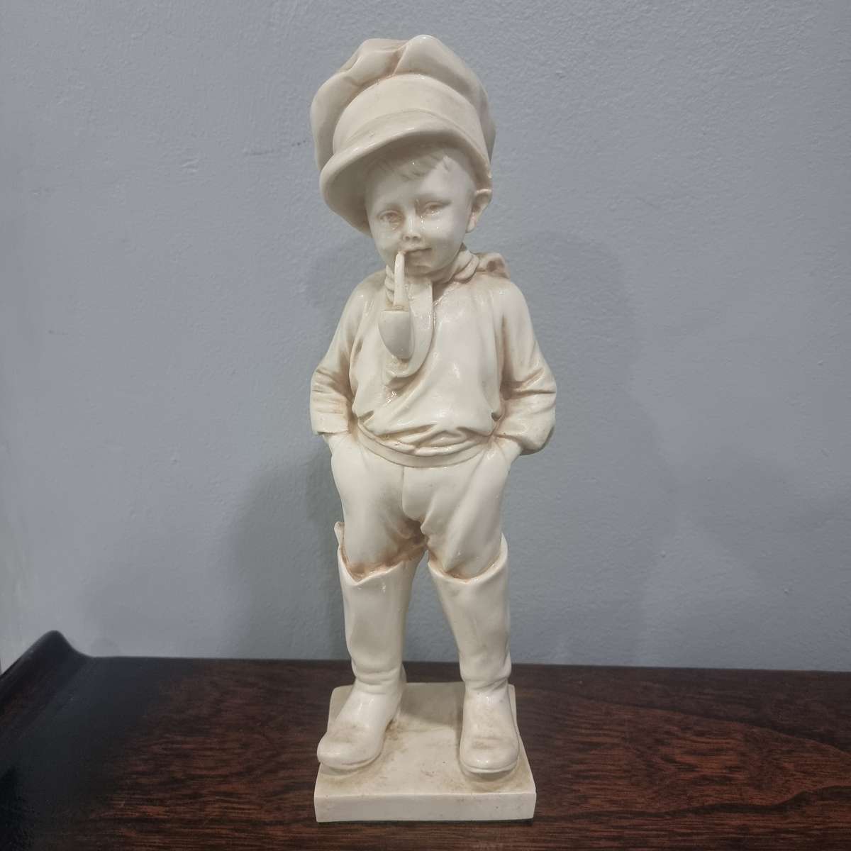 AFrench Carnival Chalkware Boy Comme Like Papa w Pipe 32cm Figurine 1930s