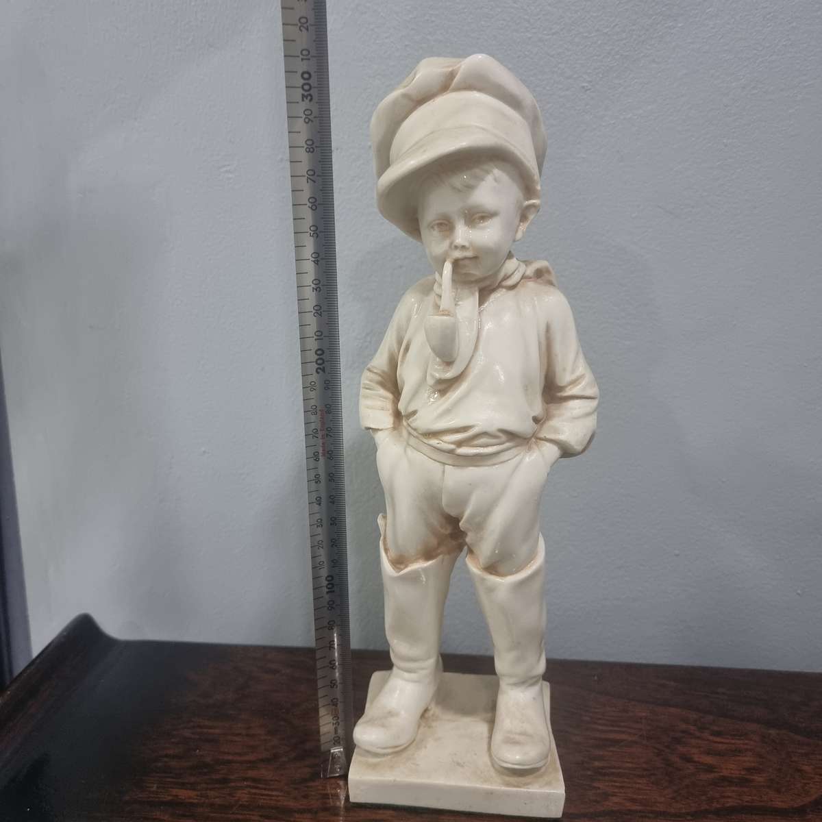 AFrench Carnival Chalkware Boy Comme Like Papa w Pipe 32cm Figurine 1930s