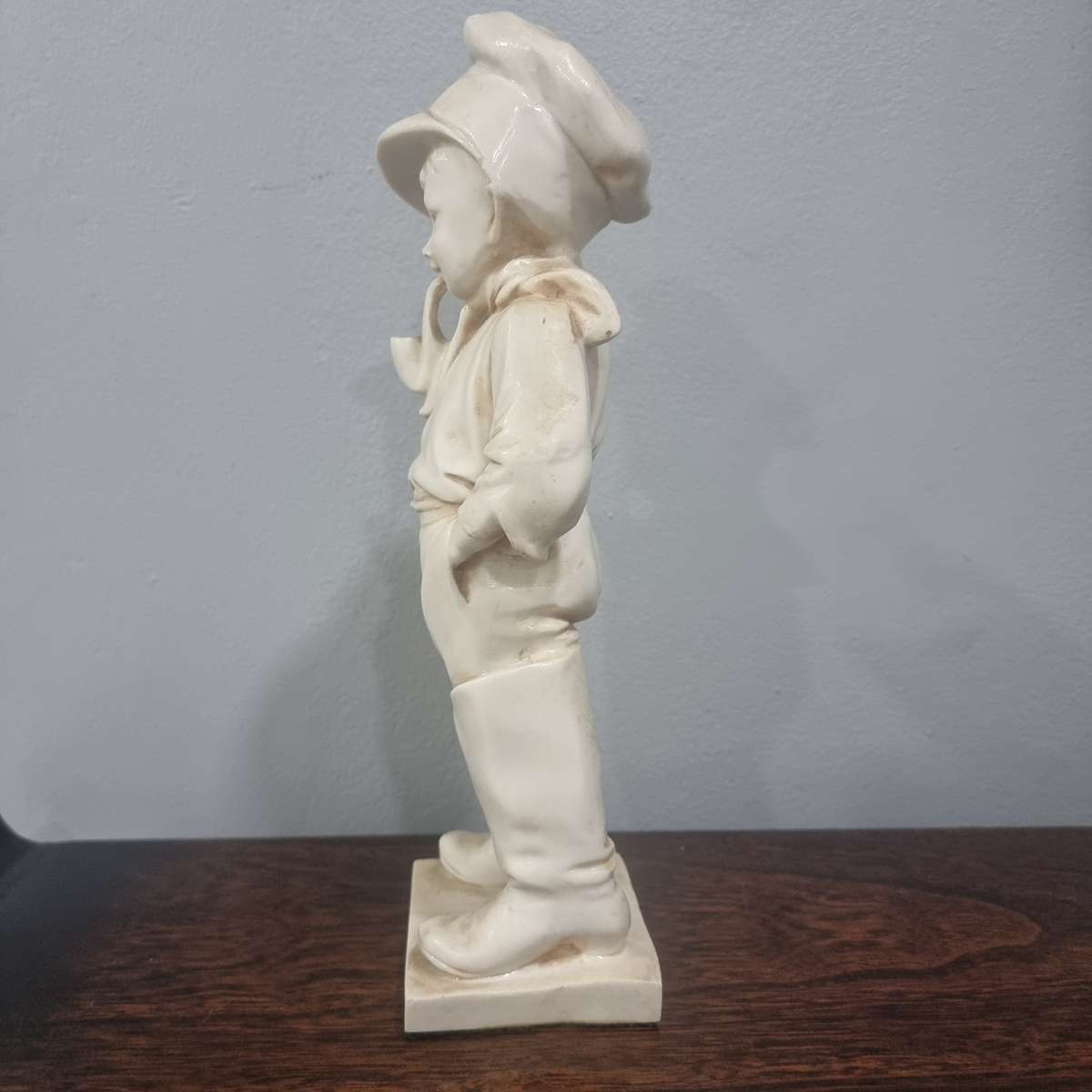 AFrench Carnival Chalkware Boy Comme Like Papa w Pipe 32cm Figurine 1930s