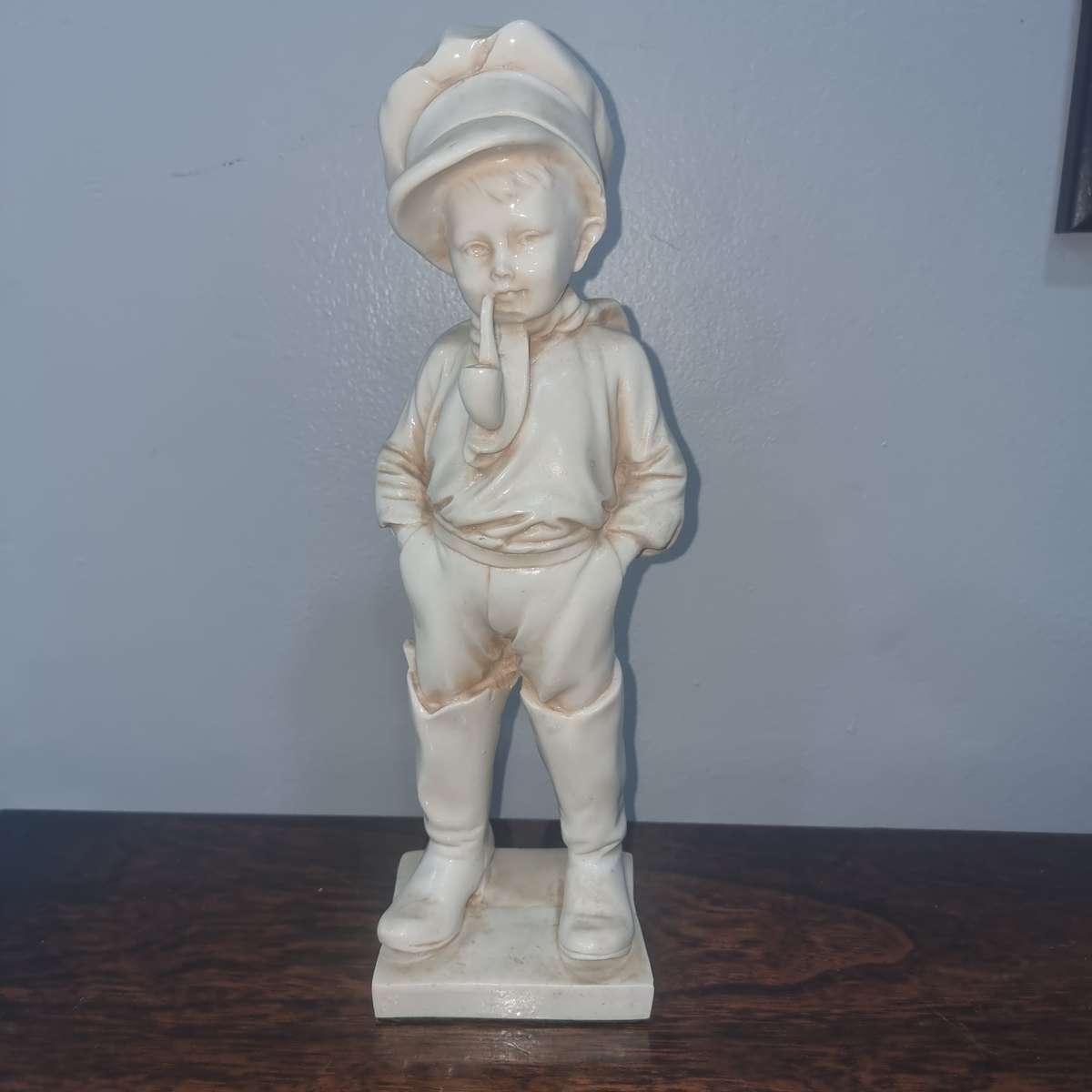 AFrench Carnival Chalkware Boy Comme Like Papa w Pipe 32cm Figurine 1930s