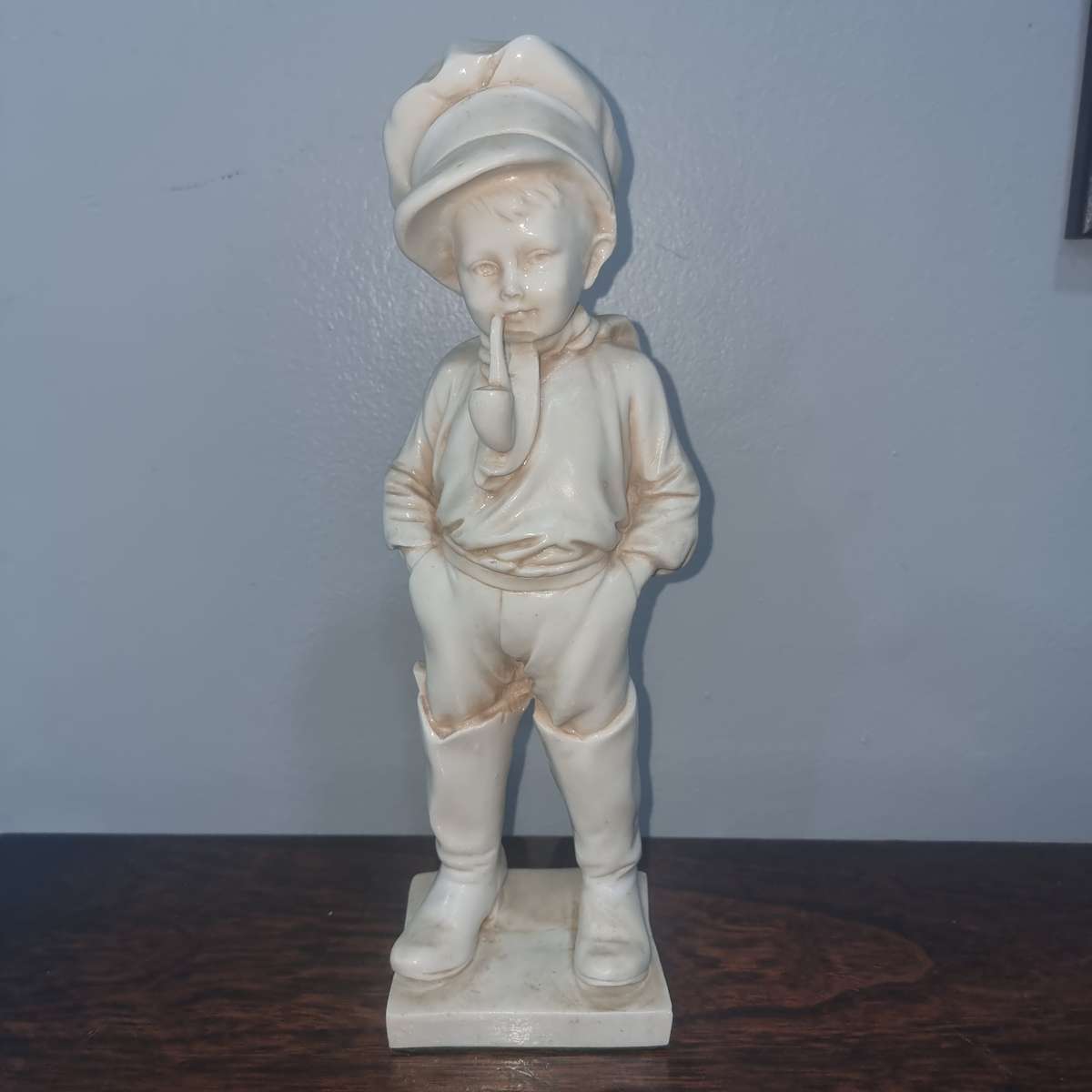AFrench Carnival Chalkware Boy Comme Like Papa w Pipe 32cm Figurine 1930s