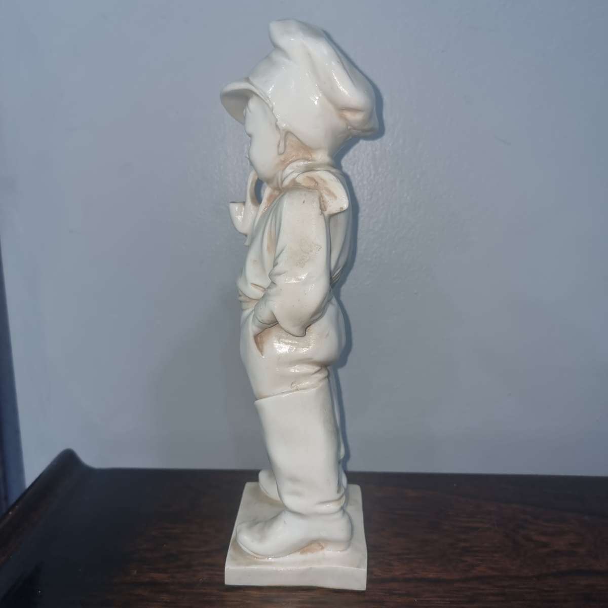 AFrench Carnival Chalkware Boy Comme Like Papa w Pipe 32cm Figurine 1930s