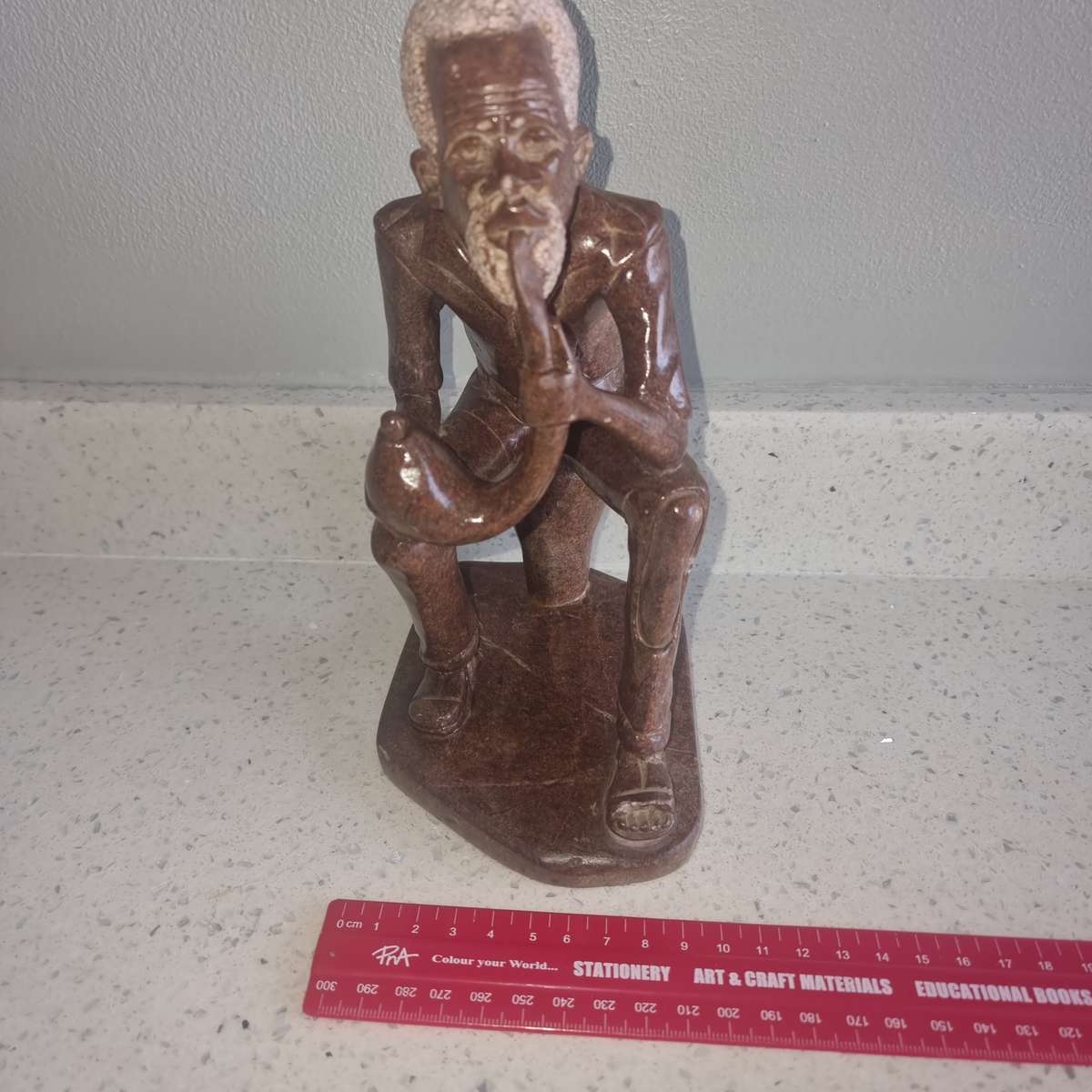 Old Man Smoking a Pipe Soap Stone.