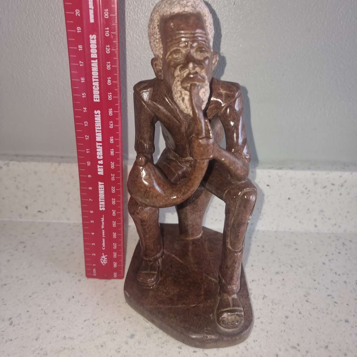 Old Man Smoking a Pipe Soap Stone.