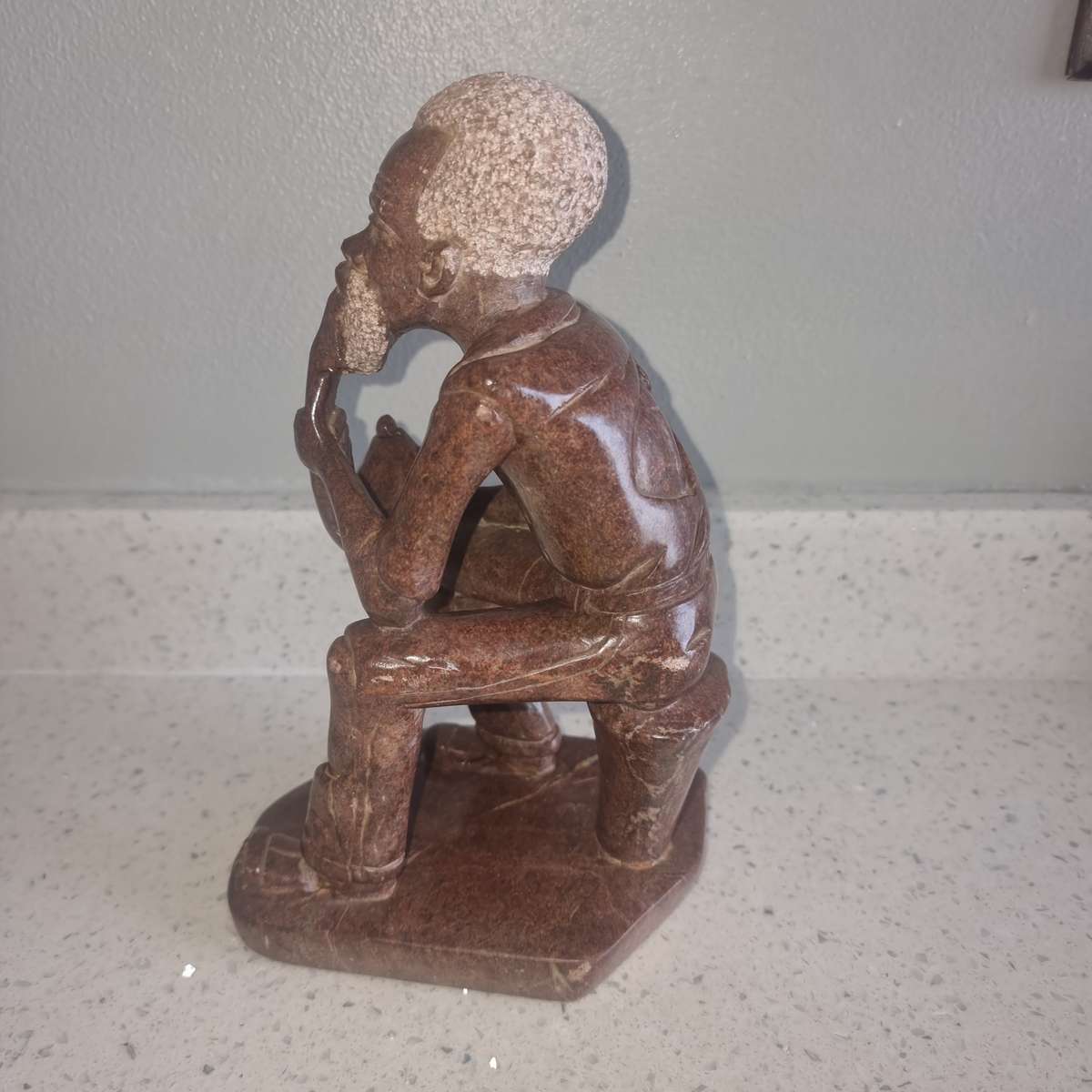 Old Man Smoking a Pipe Soap Stone.