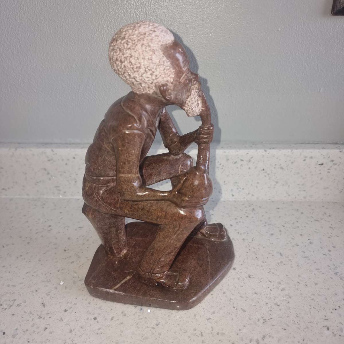 Old Man Smoking a Pipe Soap Stone.