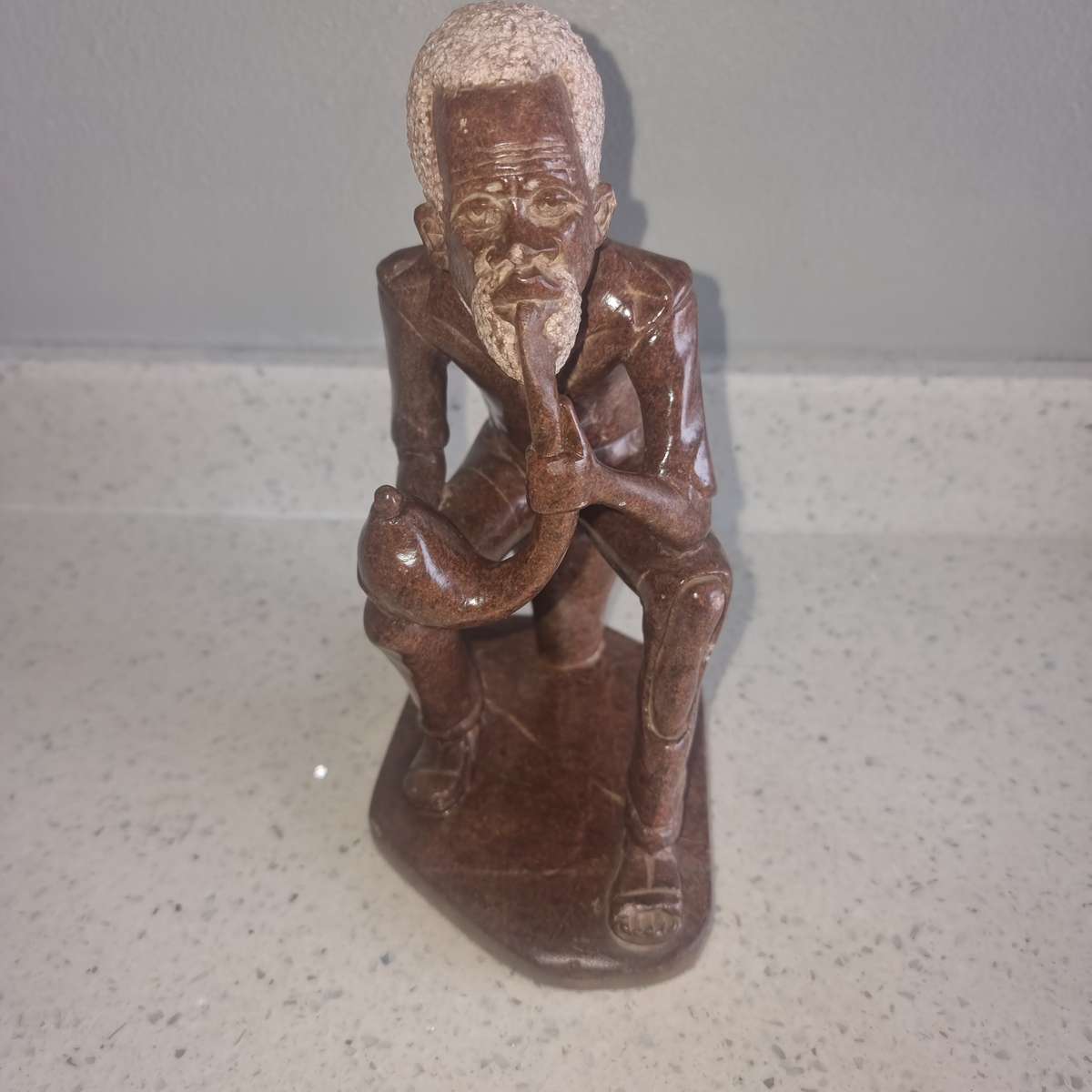 Old Man Smoking a Pipe Soap Stone.