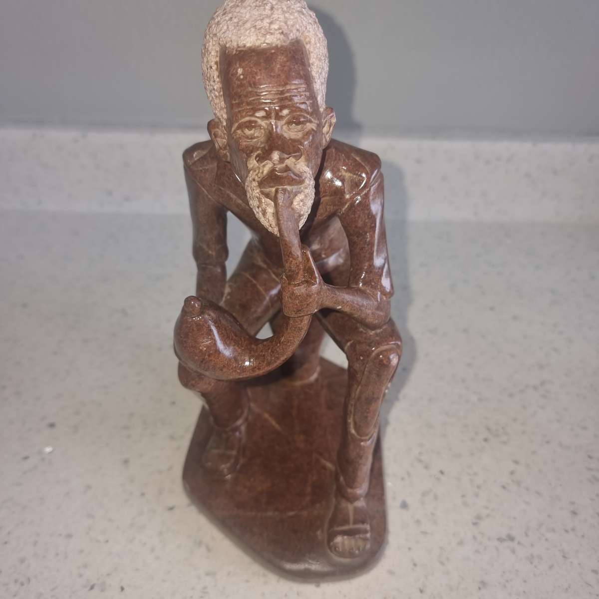 Old Man Smoking a Pipe Soap Stone.