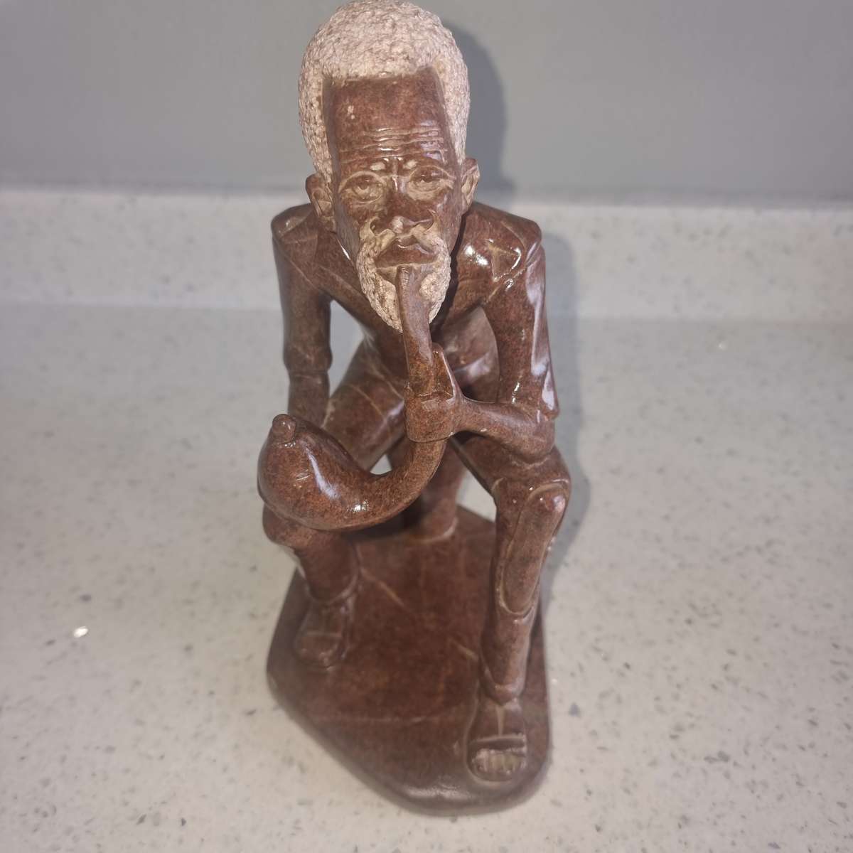 Old Man Smoking a Pipe Soap Stone.