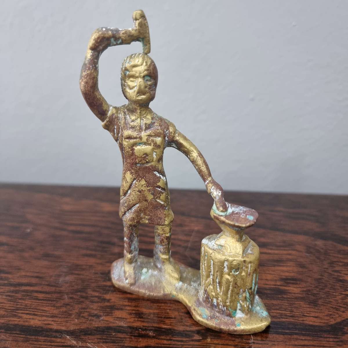 Antique Brass Blacksmith at work figurine, solid brass Paper Weight