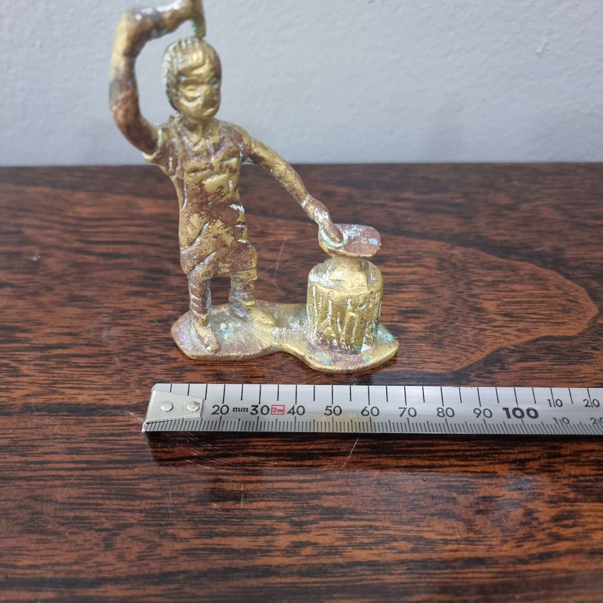 Antique Brass Blacksmith at work figurine, solid brass Paper Weight