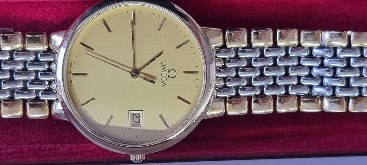 Omega Deville Watch 33mm.Two tone strap.