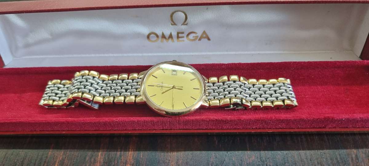 Omega Deville Watch 33mm.Two tone strap.