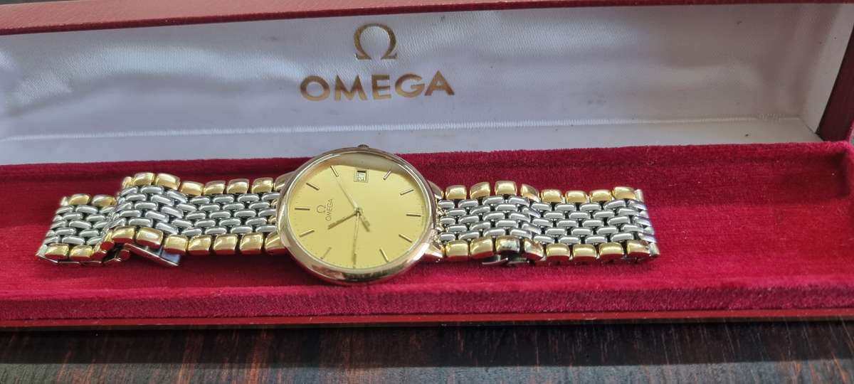 Omega Deville Watch 33mm.Two tone strap.