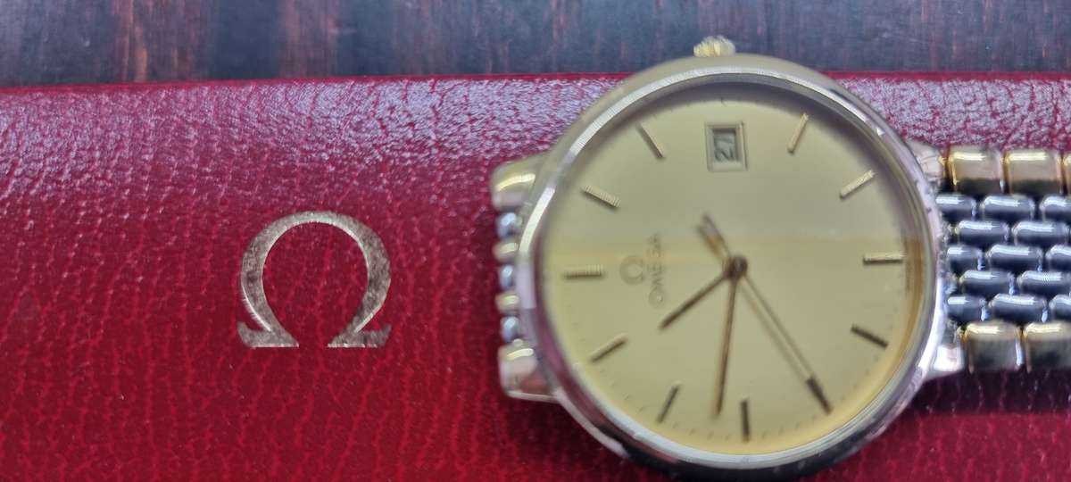 Omega Deville Watch 33mm.Two tone strap.