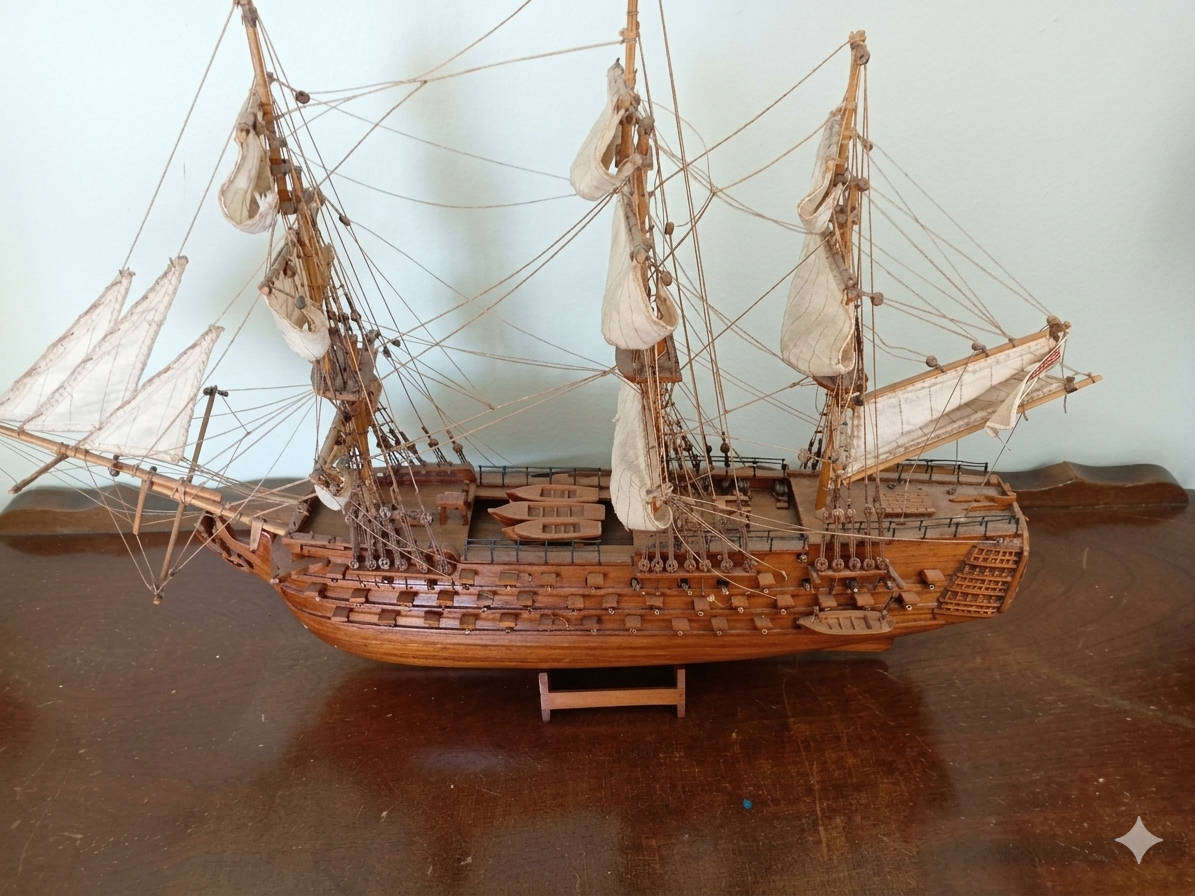 Beautiful Wooden HMS Victory 1805 Model Ship (46cm x 40cm)