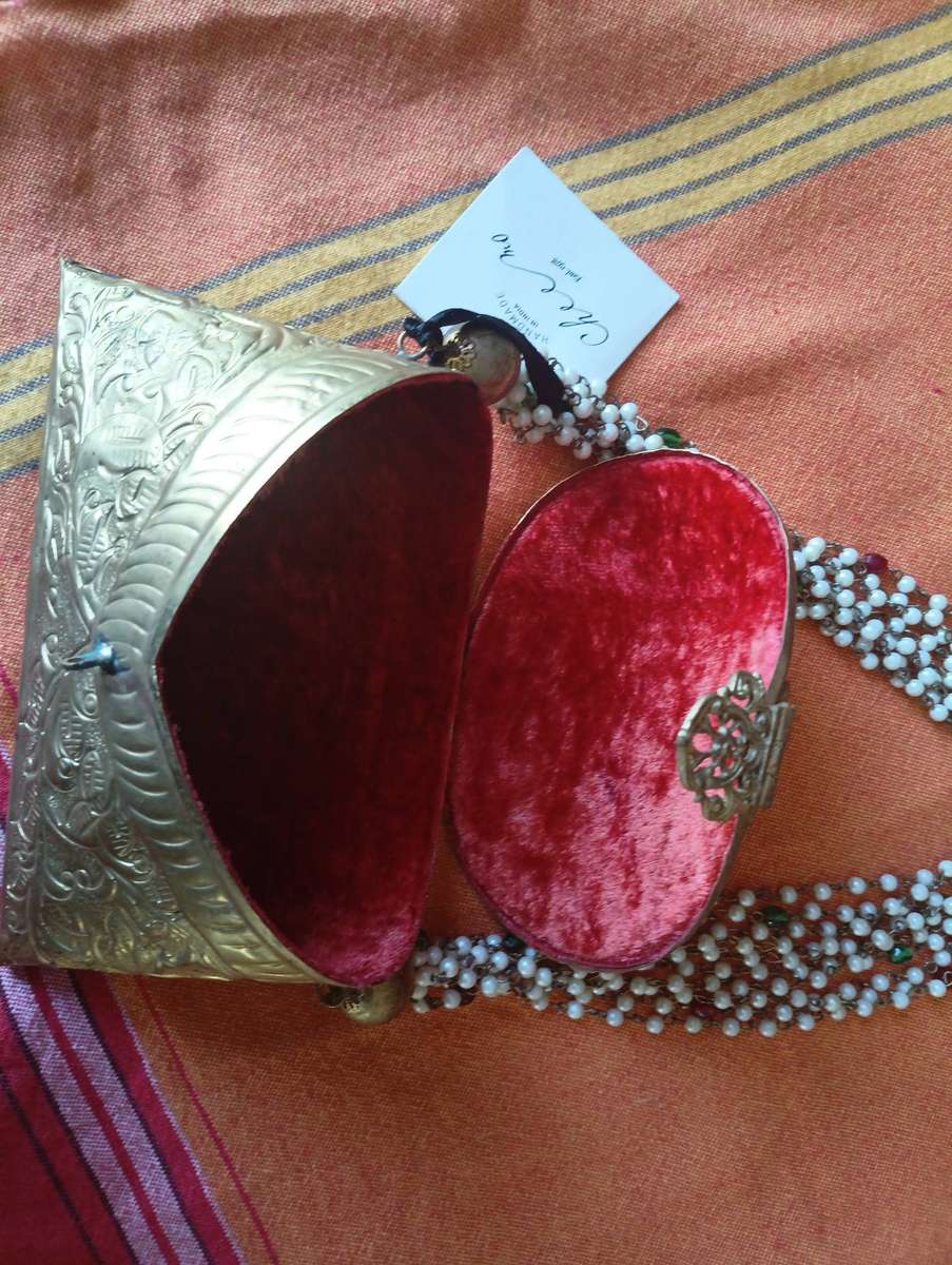 Vintage Style Handmade Brass & Beaded Envelope Clutch
