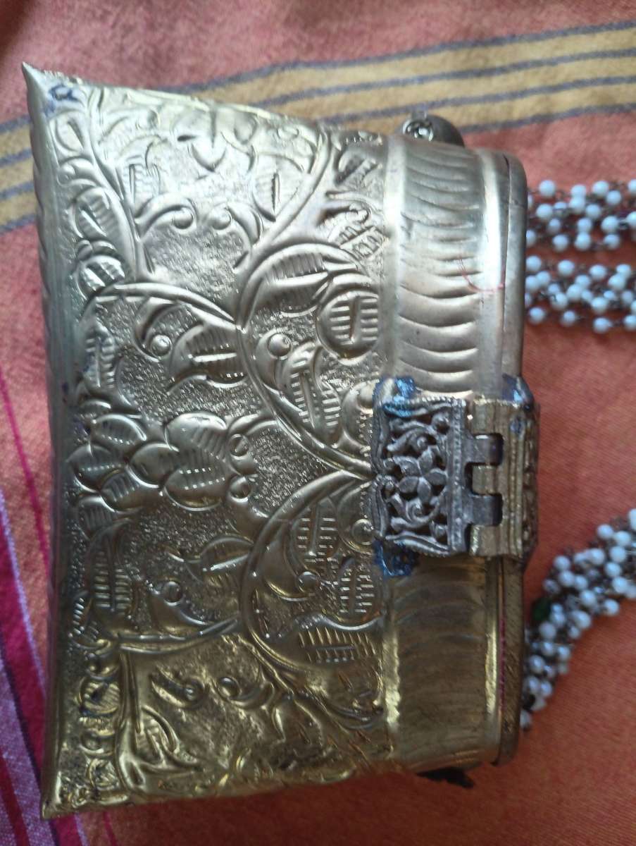 Vintage Style Handmade Brass & Beaded Envelope Clutch