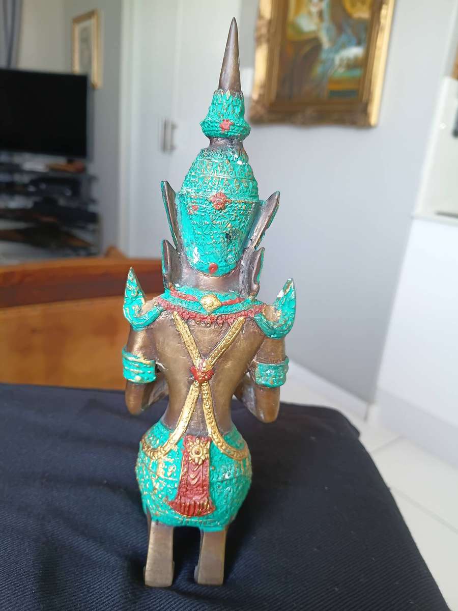 Stunning Thai Theppanom Gilded Bronze Sculpture - Temple Guard