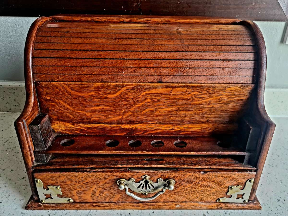 Antique  Table Tambour  Writing Box with Roll Top