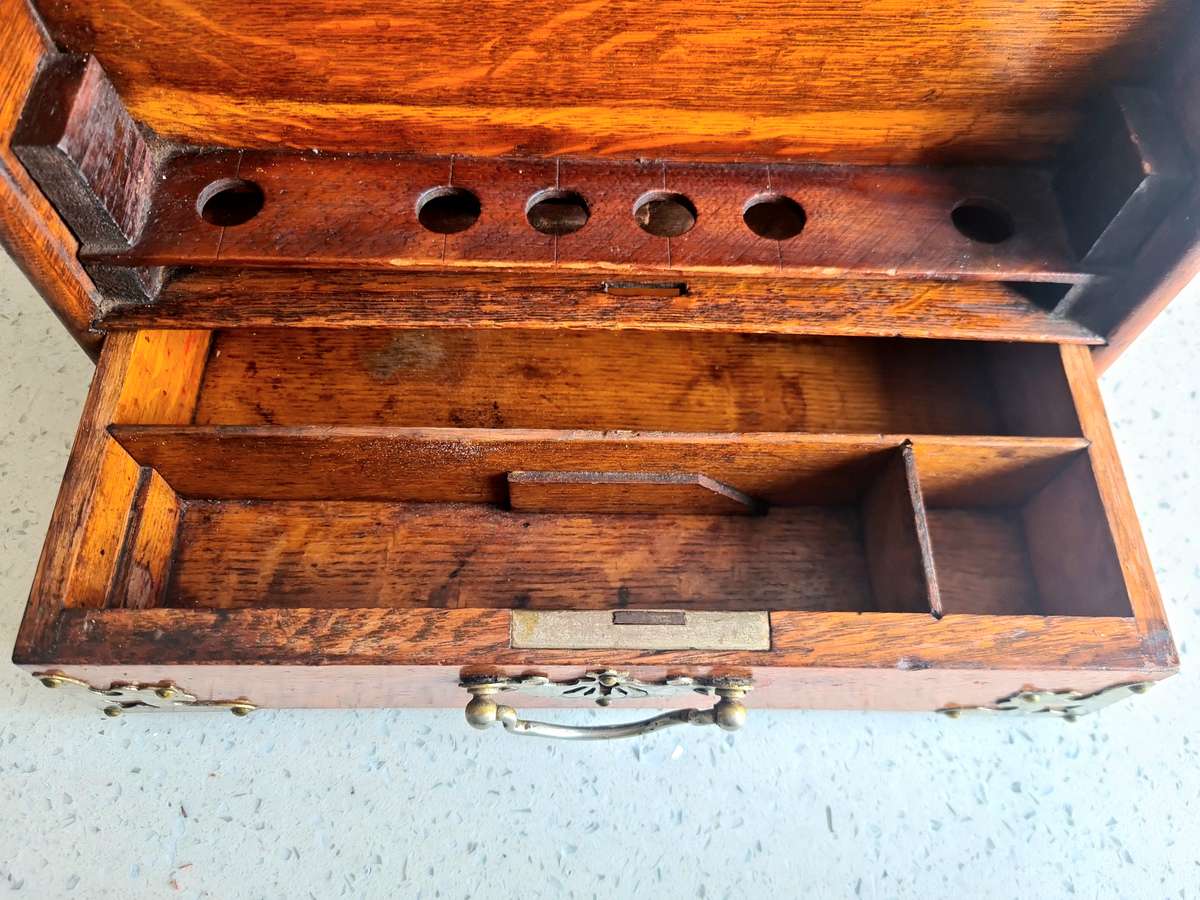 Antique  Table Tambour  Writing Box with Roll Top