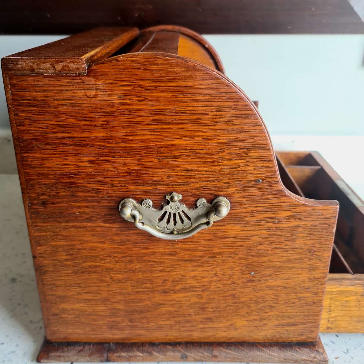 Antique  Table Tambour  Writing Box with Roll Top