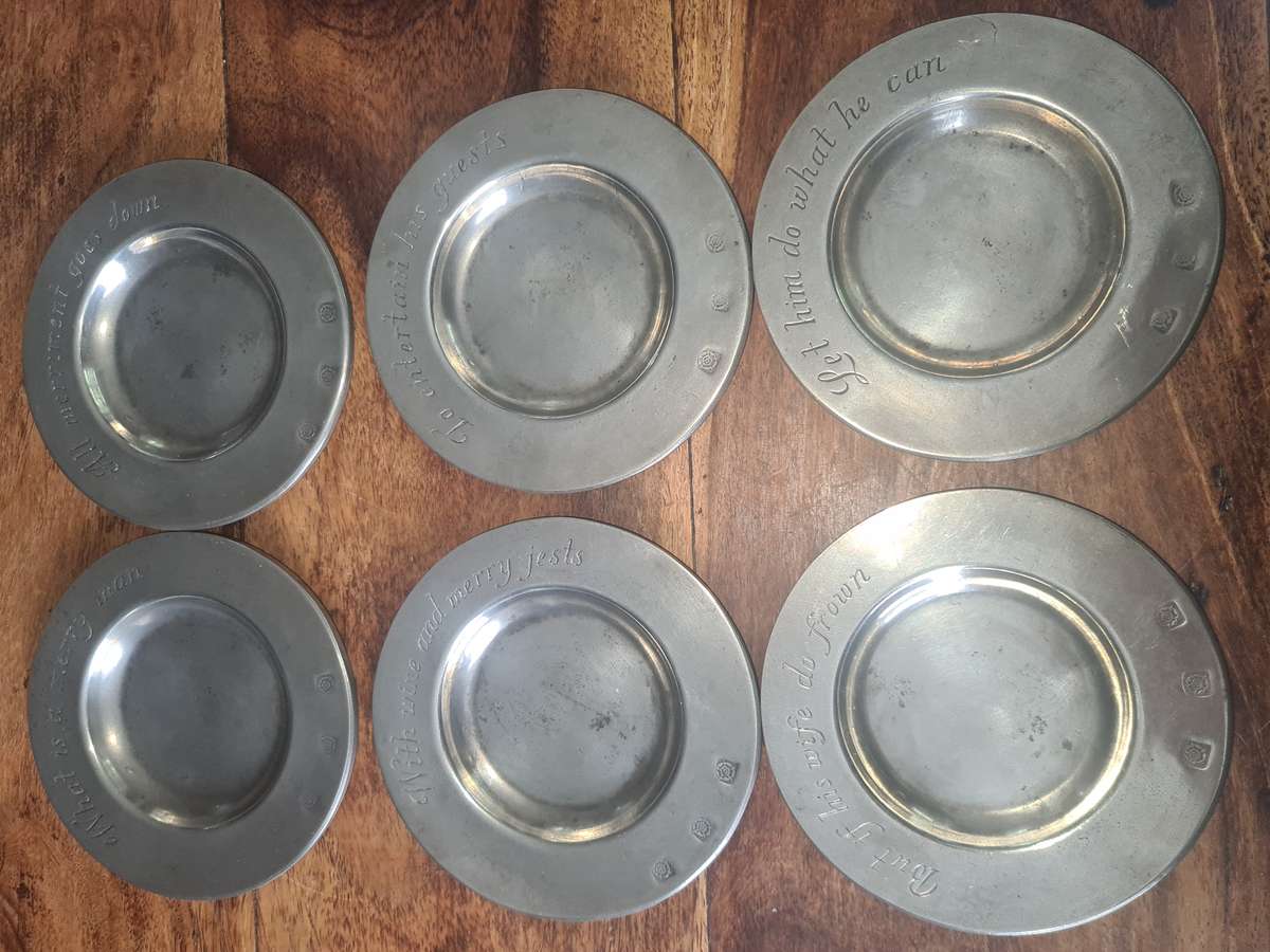 Very Rare!!  Antique Solid Pewter Drink Coaster Set of 6  London