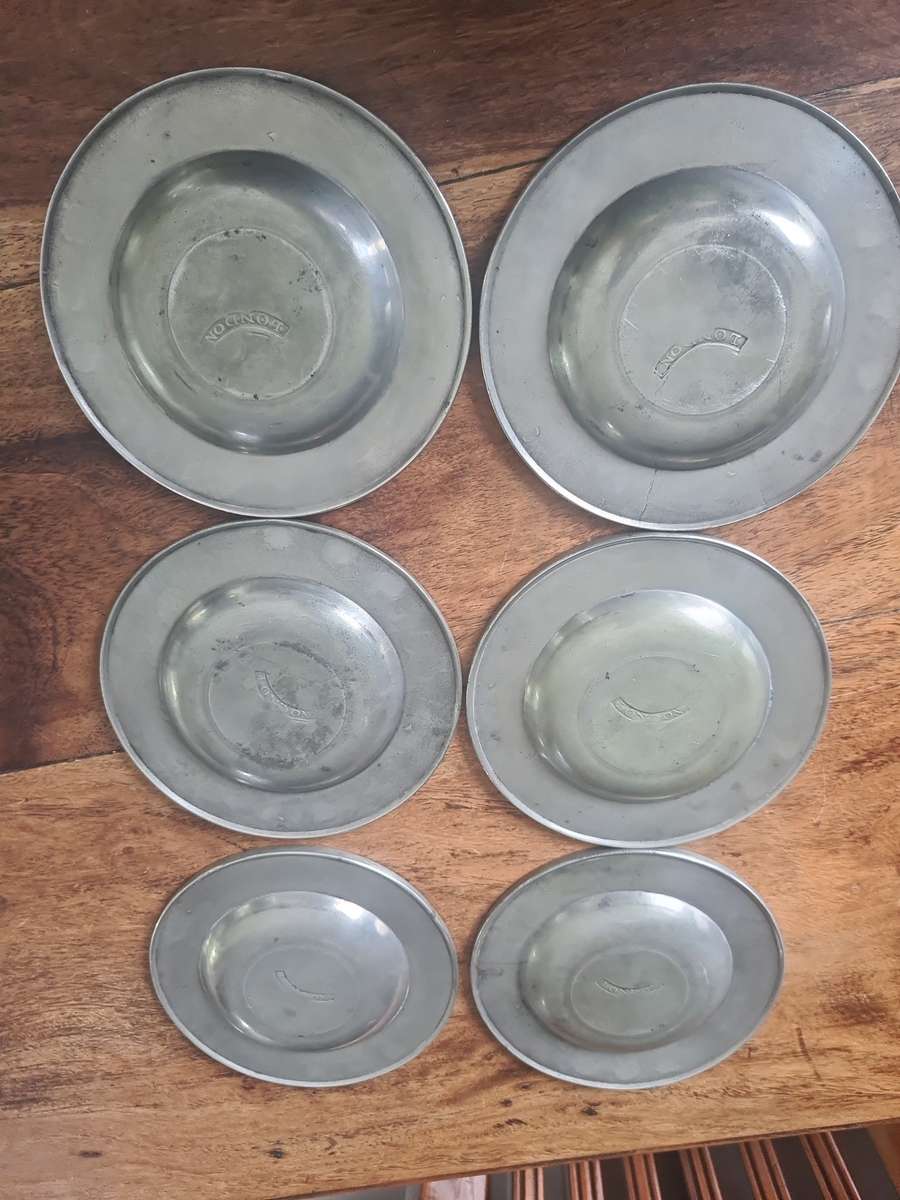 Very Rare!!  Antique Solid Pewter Drink Coaster Set of 6  London