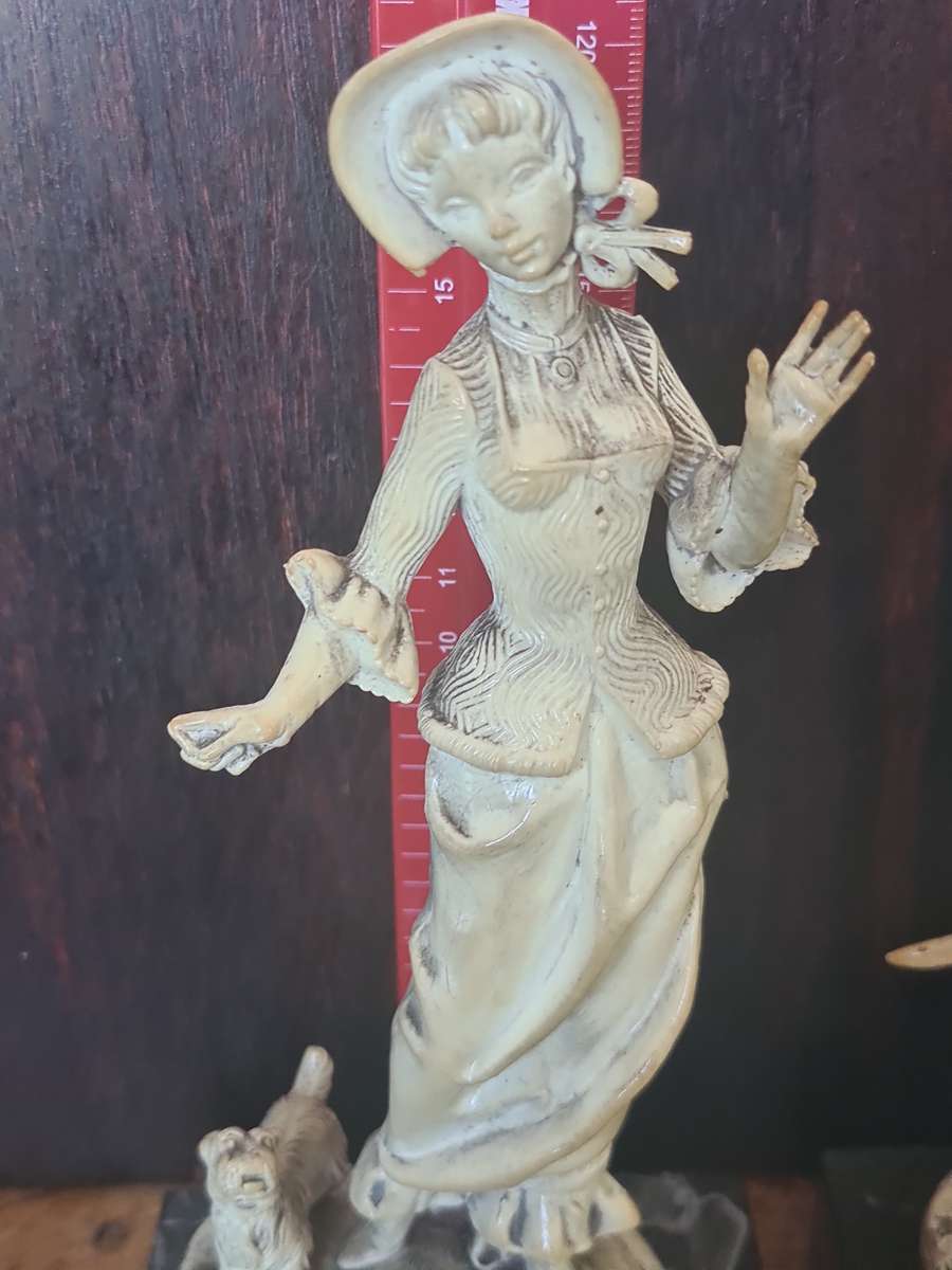 A Pair of Italian Depose Italy Figurines on Carrara Marble