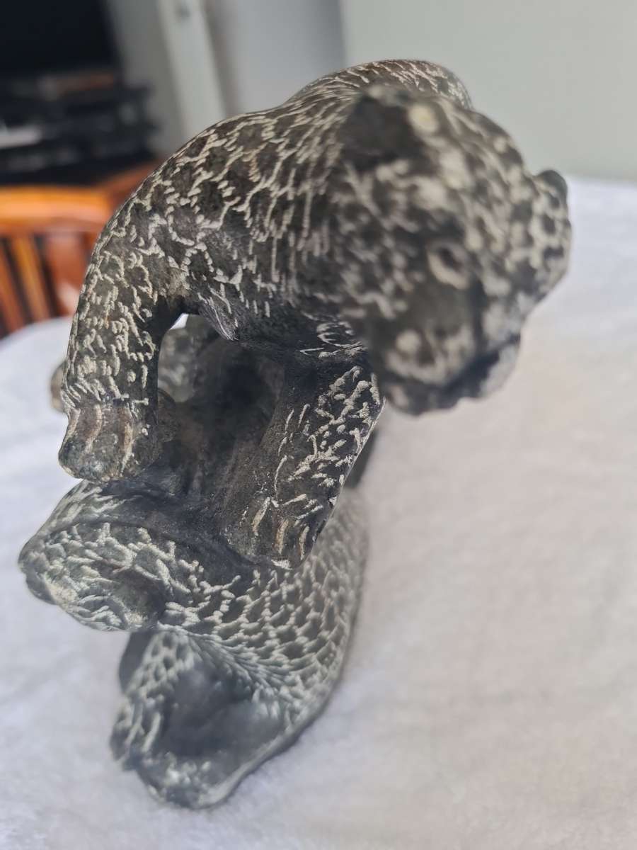 Family of 3 Leopard, Stone Sculpture