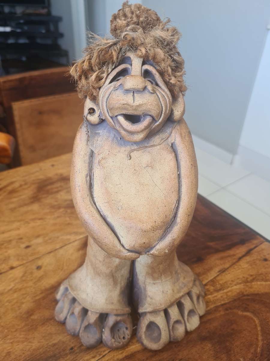 Large Hand Made Terracotta Troll   Figurine
