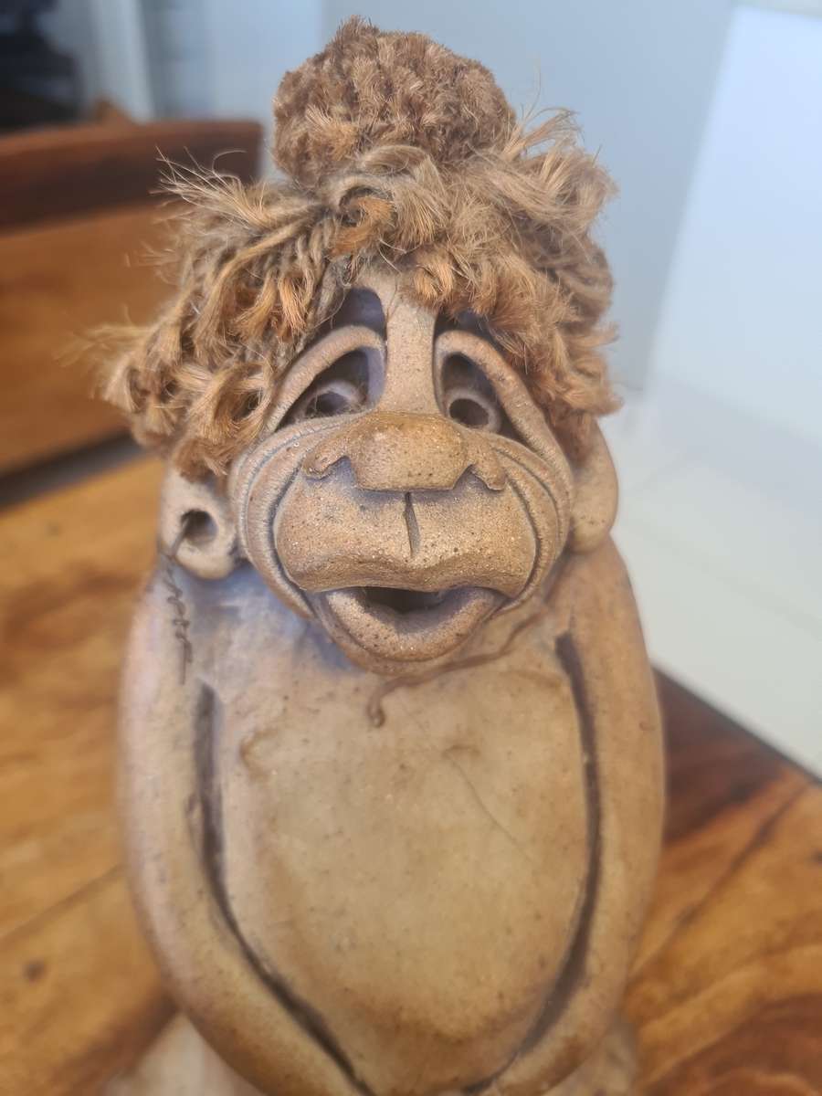 Large Hand Made Terracotta Troll   Figurine
