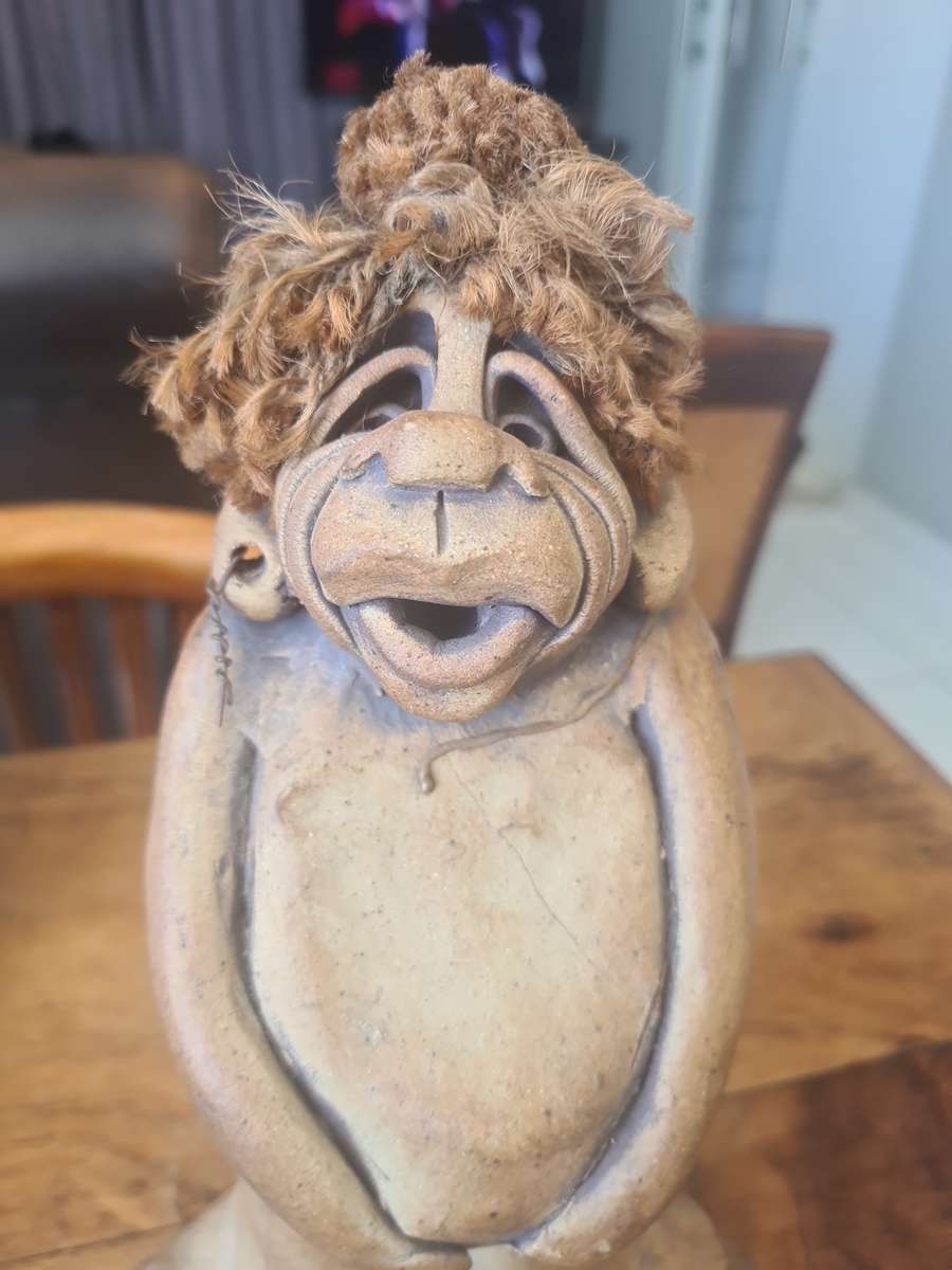 Large Hand Made Terracotta Troll   Figurine