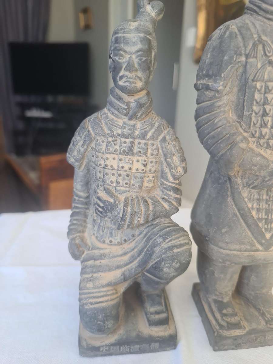 Chinese Warriors Figurines | 2 China Terracotta Warriors | Xian Soldier Statues