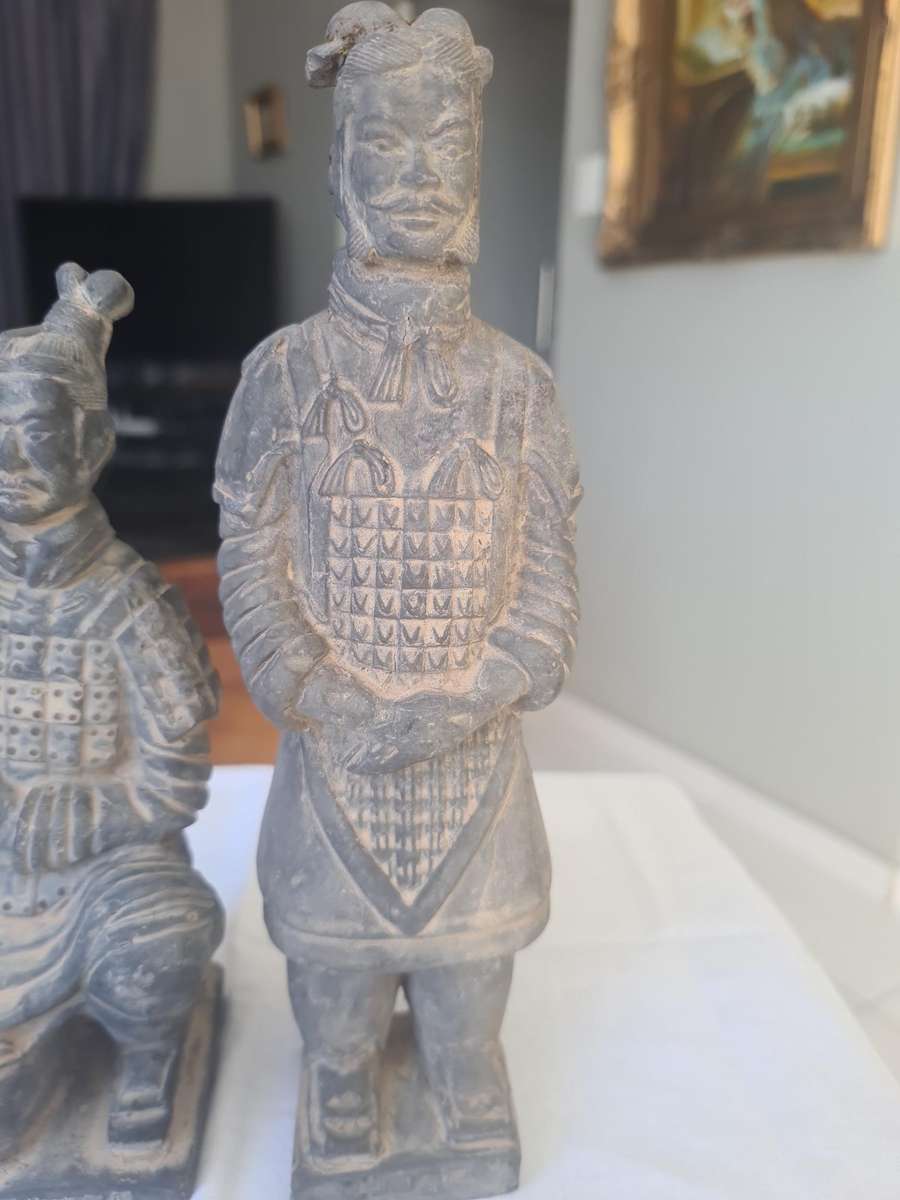 Chinese Warriors Figurines | 2 China Terracotta Warriors | Xian Soldier Statues