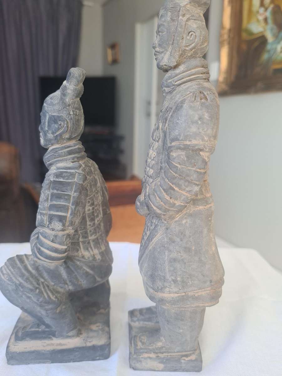 Chinese Warriors Figurines | 2 China Terracotta Warriors | Xian Soldier Statues