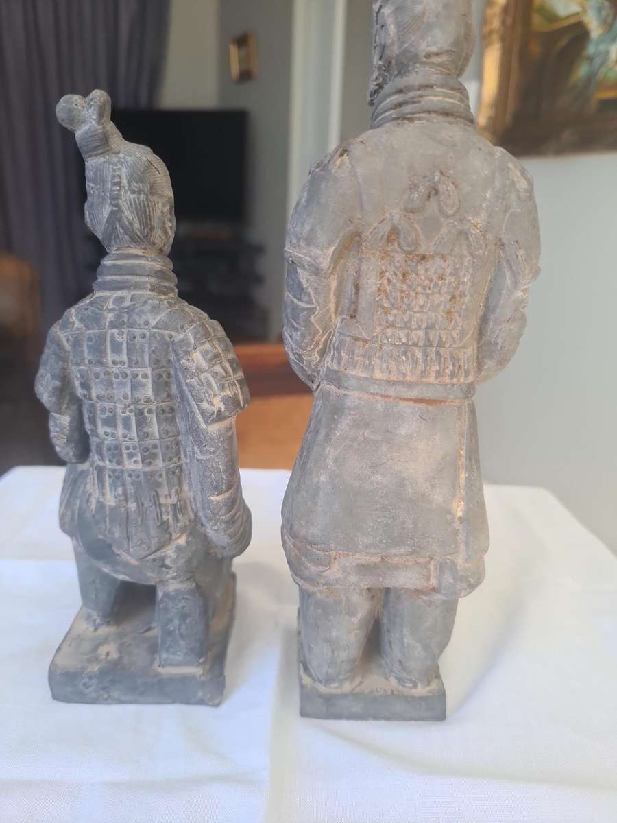Chinese Warriors Figurines | 2 China Terracotta Warriors | Xian Soldier Statues