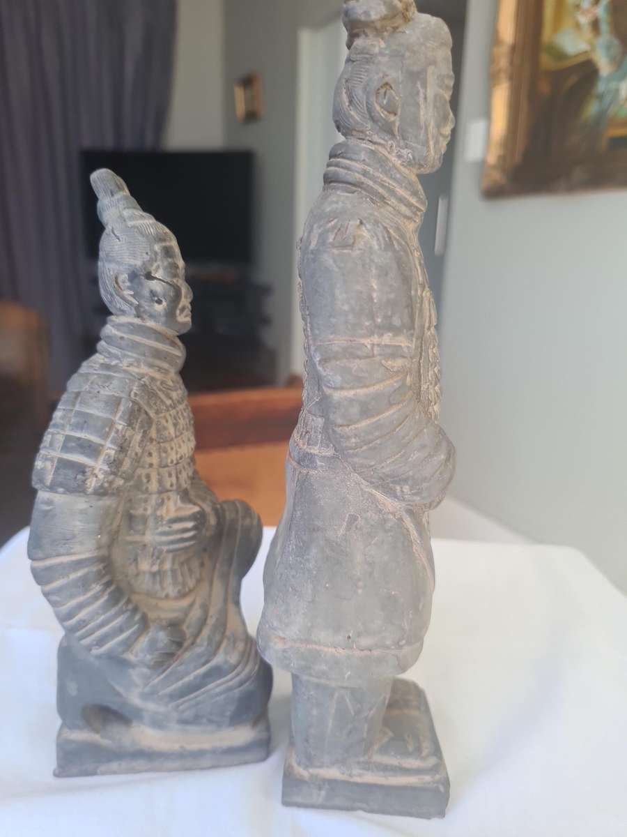 Chinese Warriors Figurines | 2 China Terracotta Warriors | Xian Soldier Statues