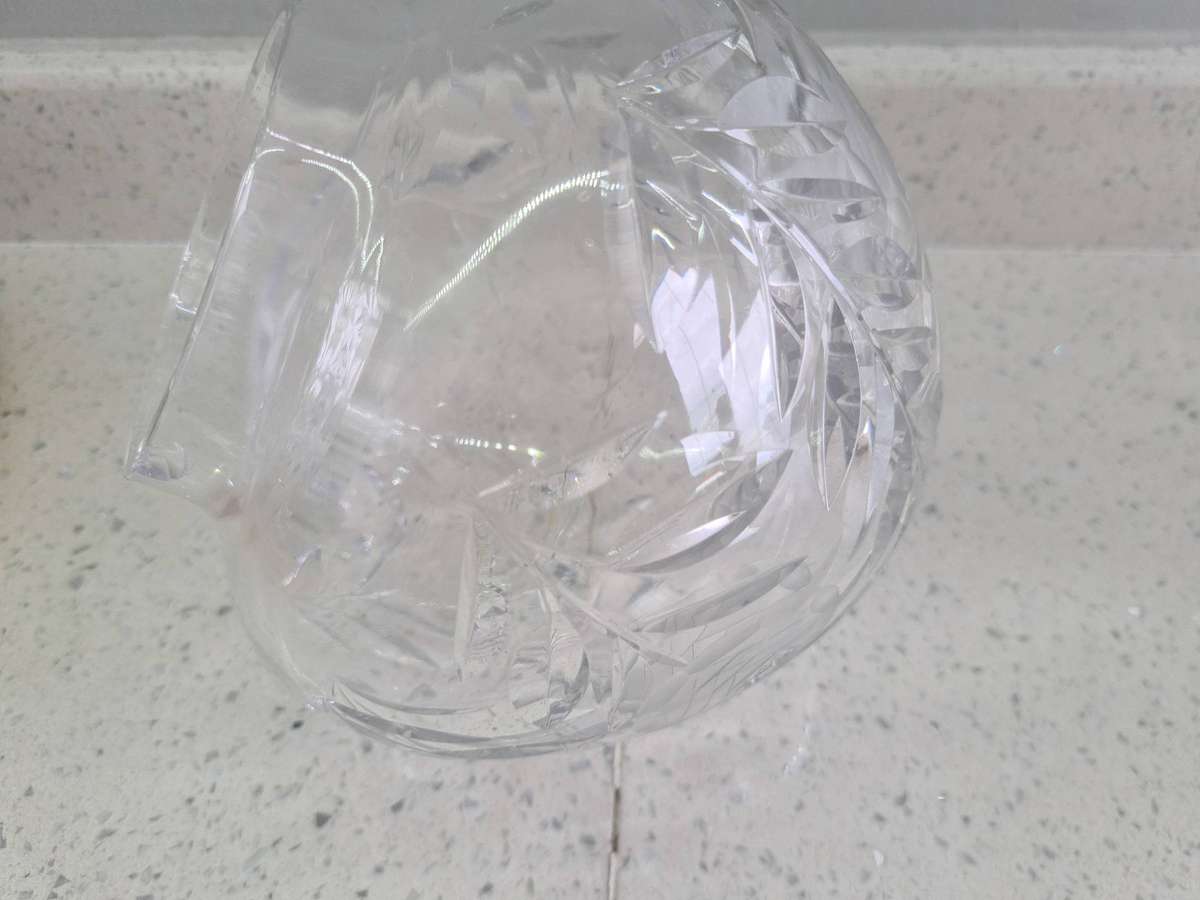 Vintage hand cut lead crystal  glass shade for  ceiling light