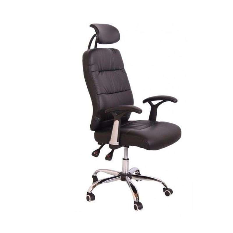 Brown PU Leather Reclining Office Chair with Head and Arm rests