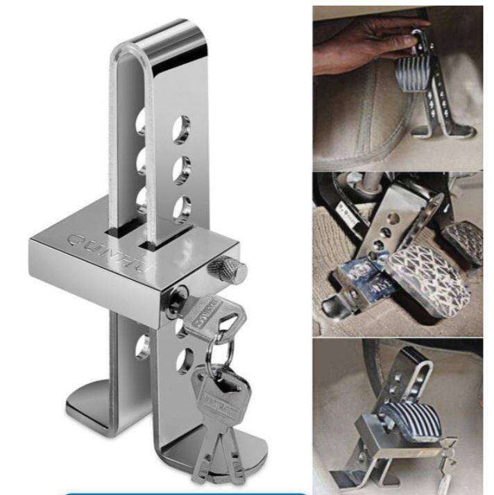 Stainless Steel Car Pedal Lock 8-Hole Anti-Theft Brake Clutch Security Tool