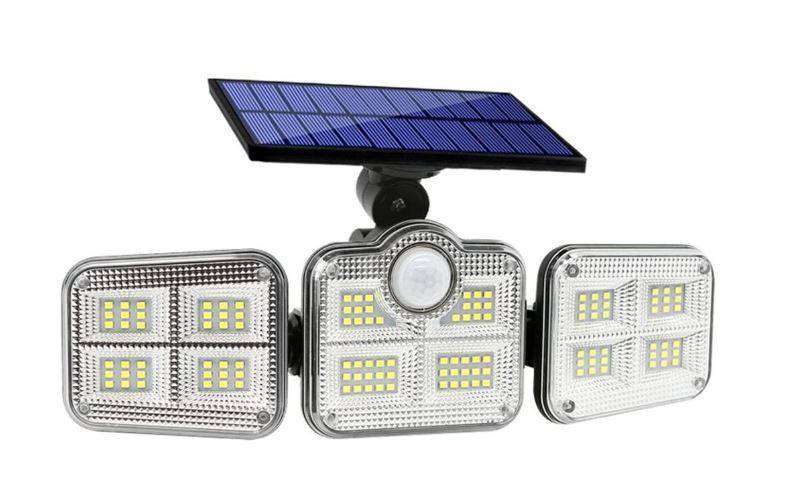 122 LED Solar Lights Outdoor 3 Head Motion Sensor with Remote control
