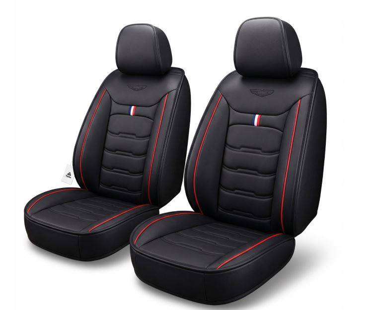 Seat Covers Full Set, Car Seat Covers, Waterproof Leather, Red