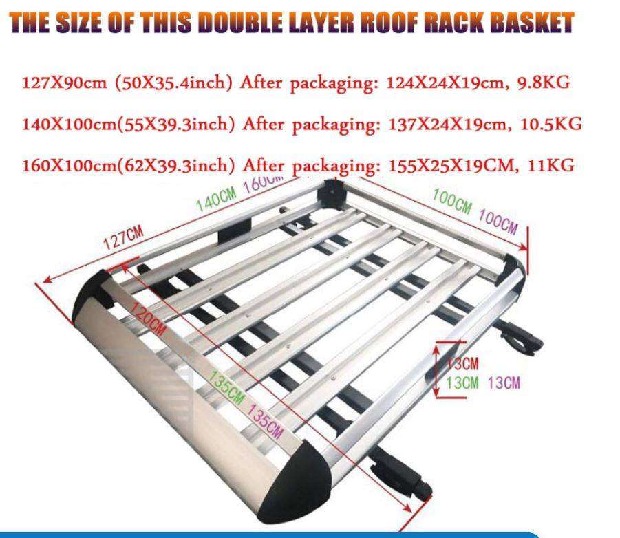 Silver Aluminium, Universal Car SUV Luggage Cargo Railing Rack 1400 x 100CM