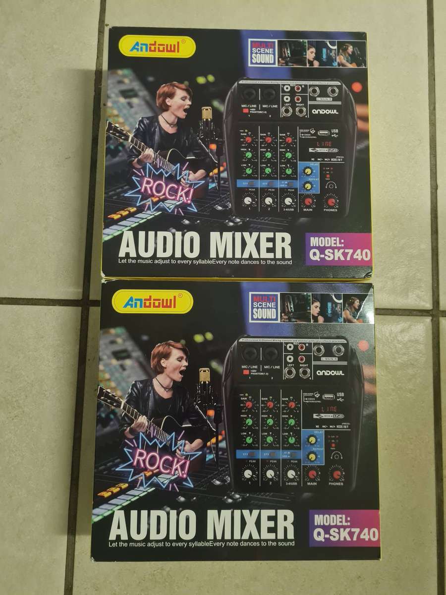 2 X Portable 4 Channel Audio Mixer Sound Mixer Console & USB Cable 1 WORKING & 1 DEFECTIVE