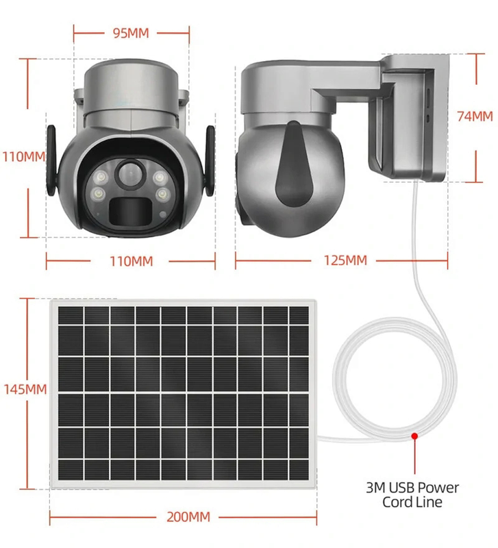 Wireless 4G Sim Card Solar Security Camera 5MP 1080P Color Night Vision (Memory Card Not Included)