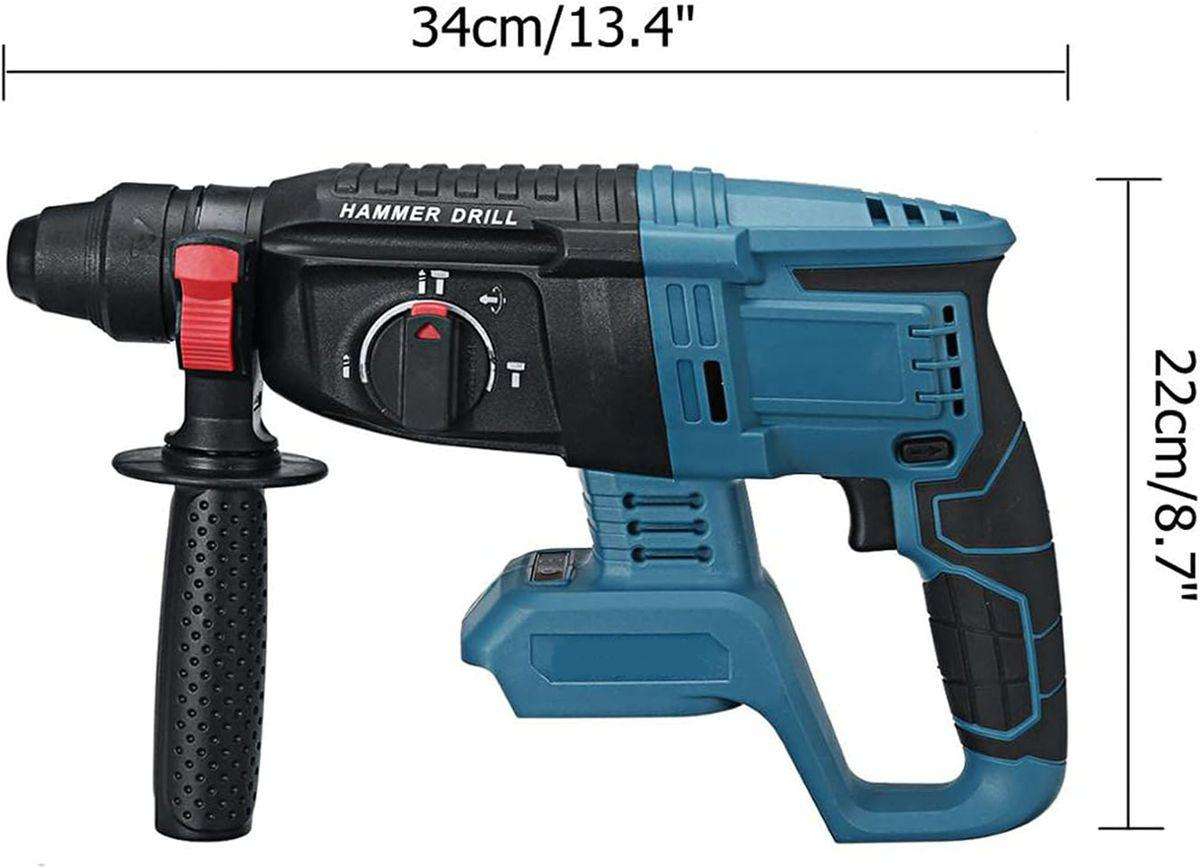 Wireless Handheld Electric Hammer Drill, 2 Lithium Battery Packs & Gloves