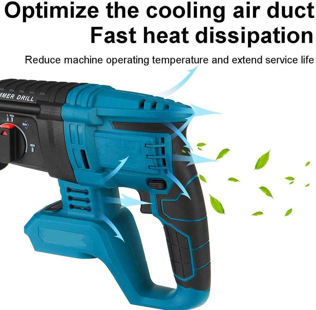 Wireless Handheld Electric Hammer Drill, 2 Lithium Battery Packs & Gloves